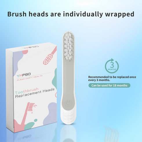 Toothbrush Replacement Heads for Quip Electric Toothbrush, 6 Pack, Soft Bristles, White