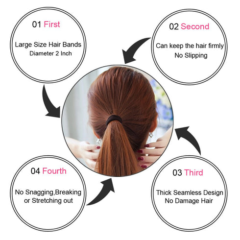 J-MEE Hair Bands 100PCS Seamless Cotton Ponytail Holders Scrunchies for Thick Hair (black)