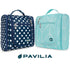 PAVILIA Toiletry Bag - Travel Bag for Women Men, Hanging Cosmetic Organizer, Water Resistant Makeup Bag, Teal Chevron