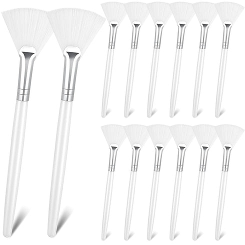 Patelai 14 Pieces Fan Brushes Applicator, Mask Brushes for Facial Makeup Tools (White)