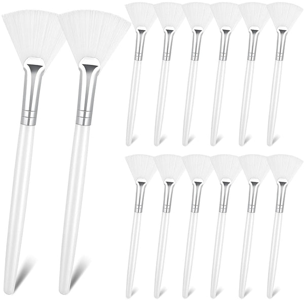 Patelai 14 Pieces Fan Brushes Applicator, Mask Brushes for Facial Makeup Tools (White)