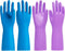PACIFIC PPE 2 Pairs Dishwashing Cleaning Gloves, Latex Free with Cotton Lining, Large (Purple+Blue)