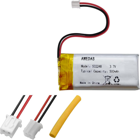 502248 Battery 3.7v 500mAh, 502248 Lipo Battery Compatible for Multiple Devices with PH 2.54 JST Connector