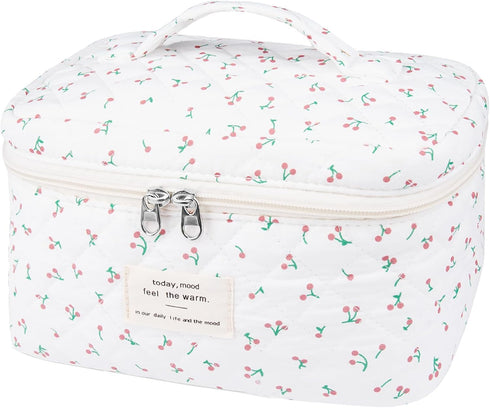 Large Cute Makeup Bag for Women, Floral Coquette Aesthetic Toiletry Organizer Bag for Travel