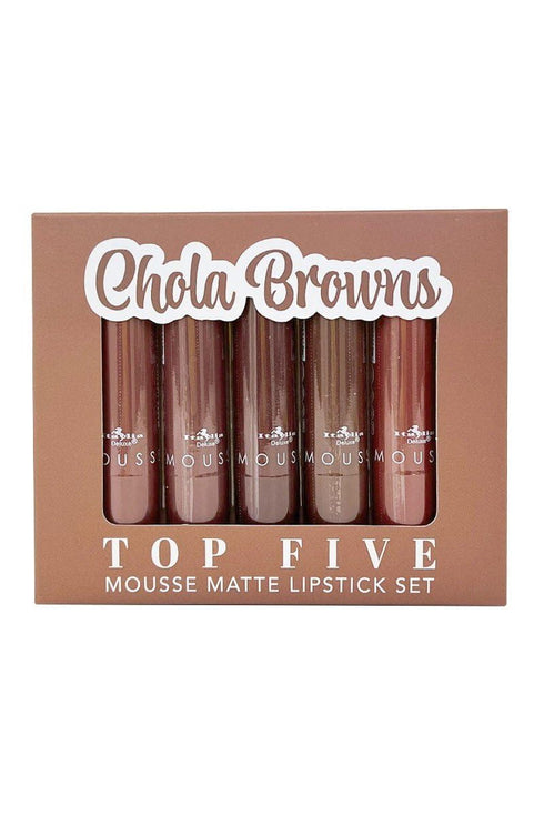 Italia Deluxe Top Five Mousse Matte Lipstick Set, Chola Browns