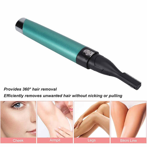 Yinhing Electric Eyebrow Trimmer, Portable Painless Facial Hair Remover Kit for Women and Men, Battery Operated, Green