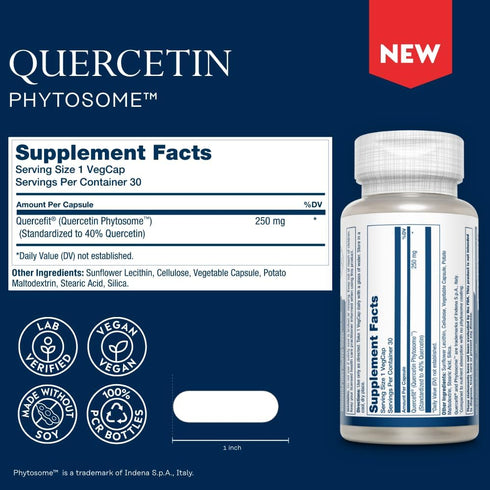 SOLARAY Quercetin Phytosome - 20X Absorption Antioxidants Supplement for Overall Health Support, 30 VegCaps
