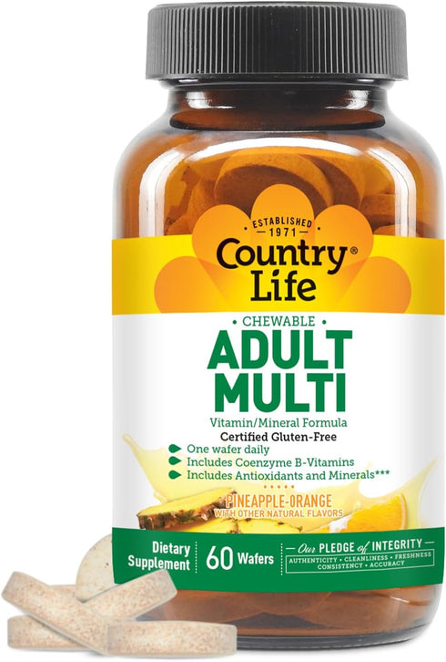 Country Life Chewable Adult Multi - with Antioxidants and Activated B Vitamins - 60 Wafers