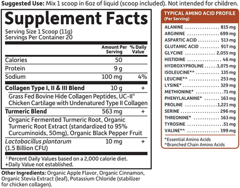 Garden of Life Multi-Sourced Protein Hydrolyzed Collagen Peptides Powder - for Joints Mobility, Apple Cinnamon,