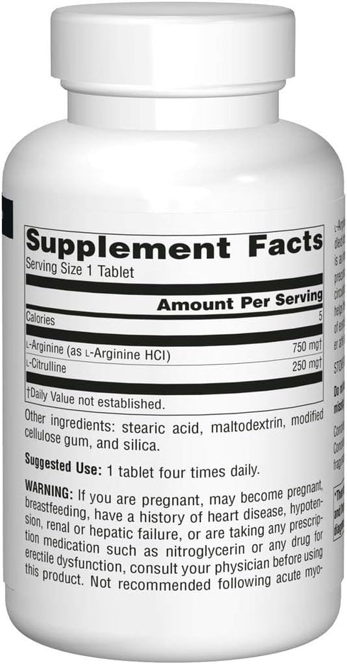 Source Naturals L-Arginine L-Citrulline Complex, 240 Tablets, 1,000 mg Essential Amino Acid Supplement