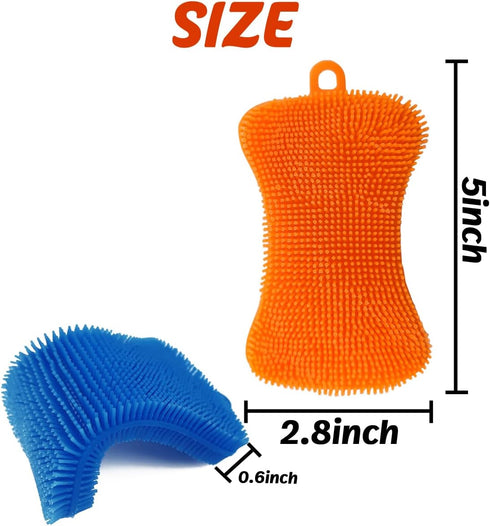 18PCS Silicone Sponge Dish Washing Kitchen Scrubber, Reusable Dish Washing Cleaning Sponges Double-Sided Multipurpose Non Stick Silicone Dish Sponges for Dishes, Fruit, Vegetable (Multicolor) by GXXMEI