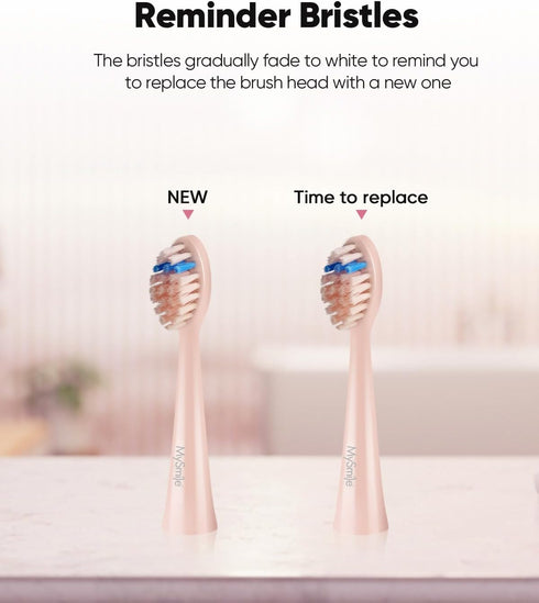 MySmile DY156 Electric Toothbrush for Adults - Rechargeable Sonic Toothbrush with 3 Brush Heads, Pink