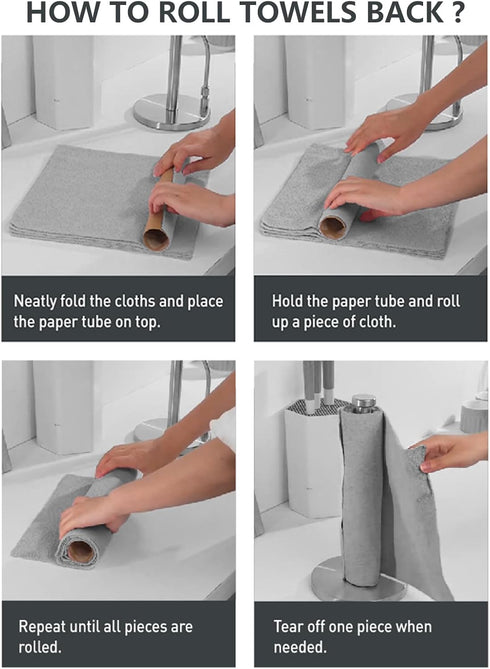 Microfiber Cleaning Cloth Roll - 60 Pack, Tear Away Towels, 12" x 12", Reusable Washable Rags for Car, House