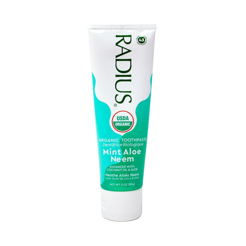 RADIUS Toothpaste, Mint Aloe Neem, 3 oz, USDA Organic, Non-Toxic, Gluten-Free, Pack of 1 for Gum Health & Cavities