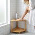 LZDGCC 2-Tier Bamboo Corner Shower Stool, Non-Slip Adjustable Shower Feet Stool for Shaving Legs, Shower Foot Rest