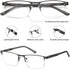 EYECEDAR Blue Light Blocking Reading Glasses for Men, Metal Half Frame, 5 Pack, 3.00