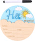 lasuroa Baby Announcement Sign, 5.9 Inch Cute Sun Style Wooden Hello World Newborn