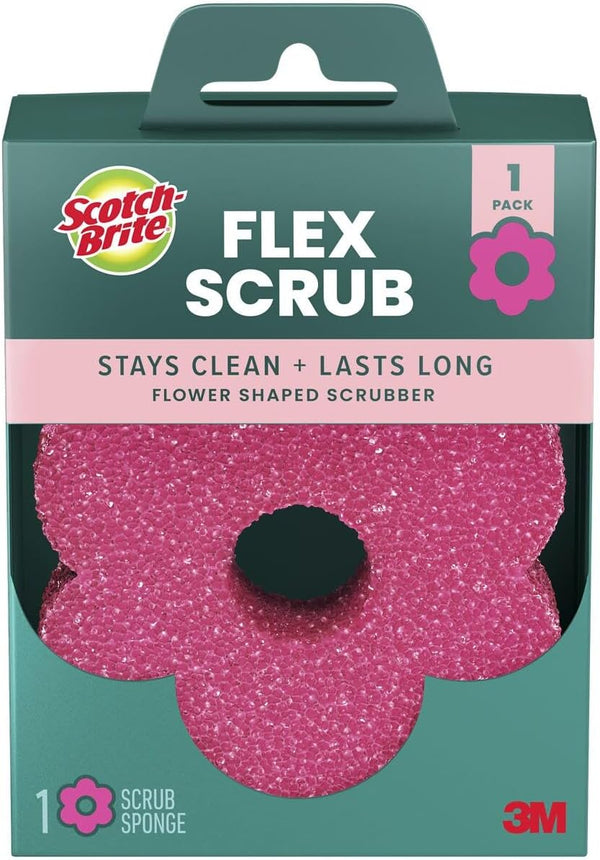 Scotch-Brite Flex Scrub, Pink, Non-Scratch Dish Sponge with Flexible Shape, Non- Scratch,1