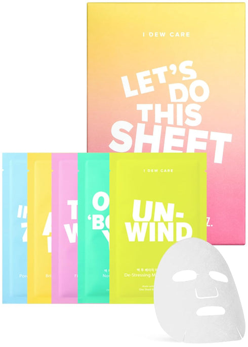 I DEW CARE Sheet Mask Pack - Let's Do This Sheet | 5-Day Skin Makeover with Vitamin B3, Olive Extract (5 ea)