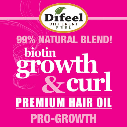Difeel Biotin Growth & Curl Premium Hair Oil - 2.5 oz, Nourishing Oil for Hair Growth and Curl Enhancement.