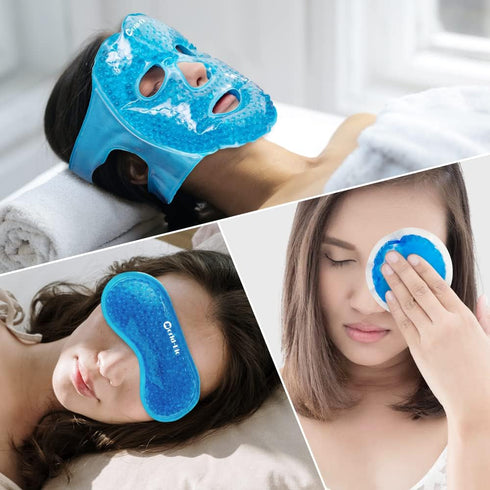 Face Ice Pack Cold Eye Cooling Mask, Reusable Beads for Puffy Eyes and Face Swelling, Soft Plush Backing