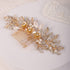 Missgrace Gold Bridal Hair Comb - Wedding Crystal Pearl Leaf Hair Clip and Rhinestone Hair Side Combs for Brides Women