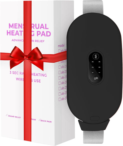 Portable Cordless Heating Pad for Cramps, 6 Heat Levels & Massage Modes, Black Heating Pad for Back Pain Relief