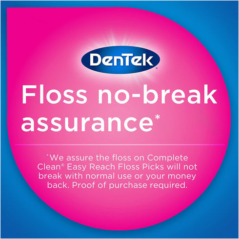 DenTek Complete Clean | Easy Reach Angled Floss Picks, No Break & No Shred Floss, 75 Count in Each (Pack of 5)