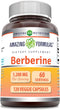 Amazing Formulas Berberine Supplement, 1200 Mg Per Serving, 120 Veggie Capsules, Non-GMO, Gluten-Free