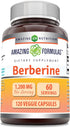 Amazing Formulas Berberine Supplement, 1200 Mg Per Serving, 120 Veggie Capsules, Non-GMO, Gluten-Free