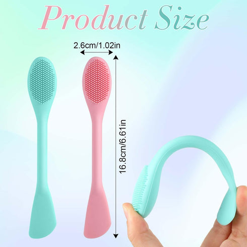 2PCS Manual Facial Cleansing Brush, 2 in 1 Face Mask Brush and Scrubber Tool for Exfoliating Makeup Removal (Pink,