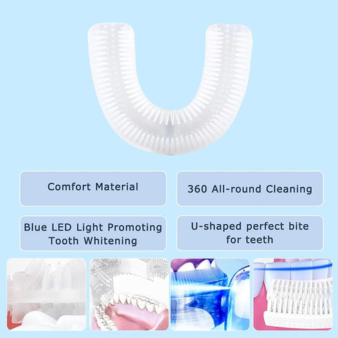Ultrasonic Electric Toothbrush for Adults, Hands-Free Rechargeable U Shaped 360° Cleaning Teeth Whitening, IPX7