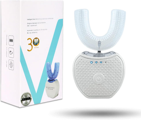 Sani White Ultrasonic Toothbrush, 360 Brite U Shaped Electric Tooth Cleaner, Ortho Sparkle Sonic Glow Brush