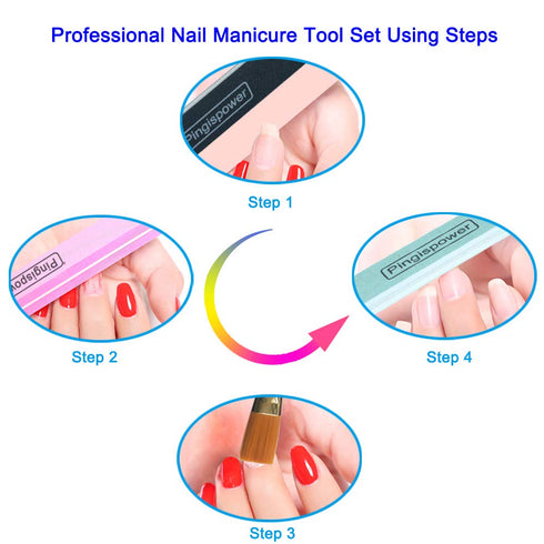 Nail Files and Buffers - 16PCS Professional Nail File & Buffer Block for Natural & Acrylic Nails