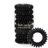 Kitsch Spiral Ponytail Holders for Women - Waterproof Hair Ties for Teens, Stylish Phone Cord Ties & Coils, 8 Pcs, Black