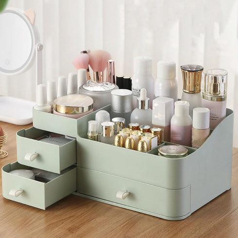 MIUOPUR Makeup Organizer for Vanity, Large Capacity Desk Organizer with Drawers for Cosmetics, Lipsticks, Jewelry, Nail Care, Skincare, Ideal for Bedroom and Bathroom Countertops - Large Green by MIUOPUR