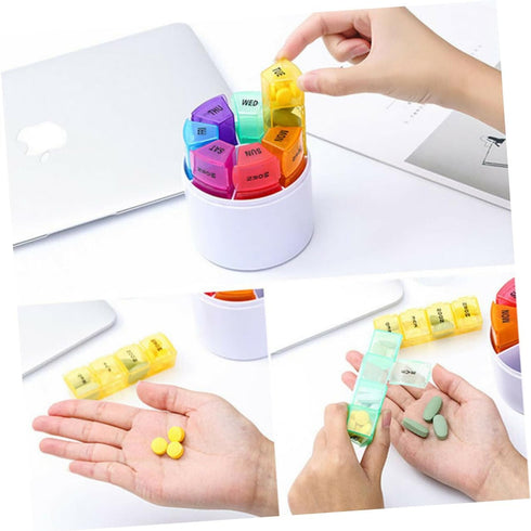 VALICLUD Medication Organizer Travel Pill Box Day Weekly Sections Portable Medicine Holder Pu Bag for Daily Use Outdoor