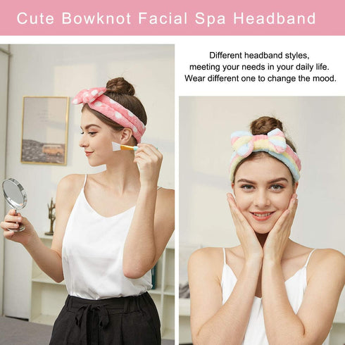 LADES Adjustable Soft Skincare Headband, Comfortable & Stretchy Fabric, Cute Patterns for Makeup