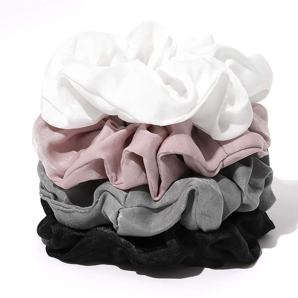Silk Satin Scrunchies for Women, Big Scrunchy Ponytail Holder, No Crease Hair Bands, Soft Elastic Hair Ties for Vsco