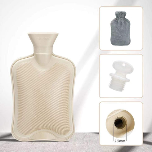 Fythao Hot Water Bottle Rubber with Soft Cover (2 Liter) for Cramps, Neck, Shoulders Pain Relief