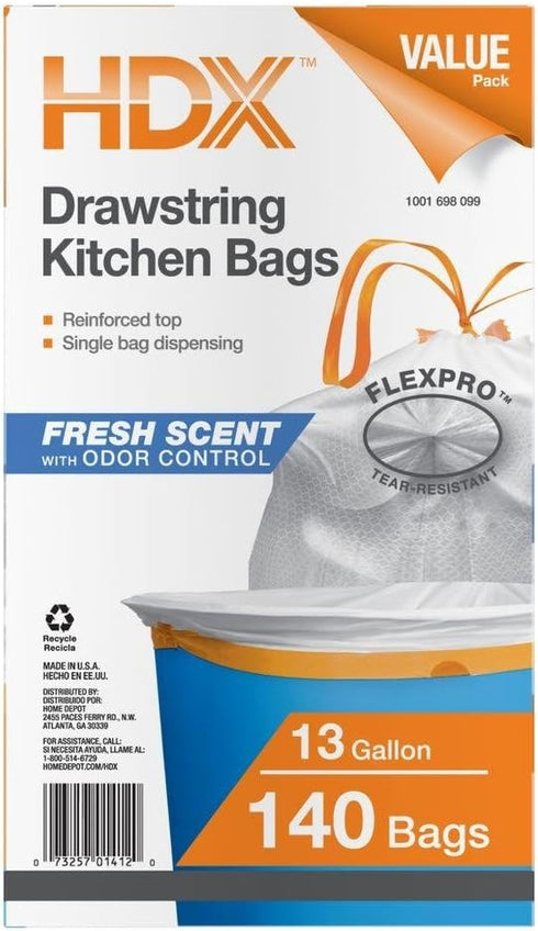 HDX 13 (140-Count) Gal. Flexpro Kitchen Bag with Fresh Scent