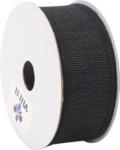 MEEDEE Black Burlap Wired Ribbon, 1.5 Inch, 10 Yards for Crafts, Gift Wrapping, and Home Decorating