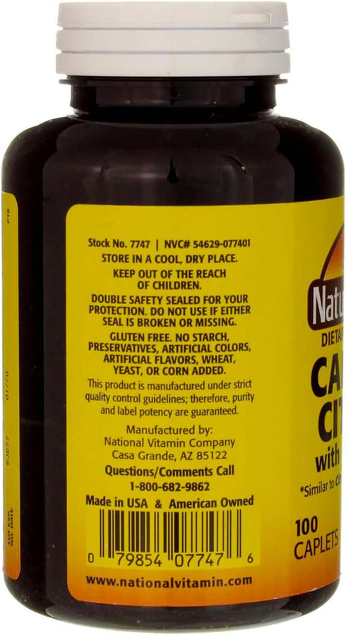 Nature's Blend Calcium Citrate with D3, 100 Caplets