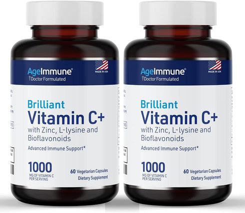 Vitamin C 1000mg Complex with L-Lysine 500mg, Zinc Gluconate 12mg, Bioflavonoids 300mg, Doctor Formulated Supplements