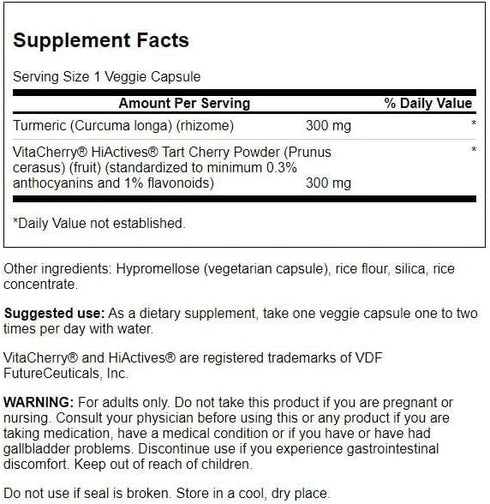 Swanson Hiactives Tart Cherry & Turmeric - 60 Veg Capsules