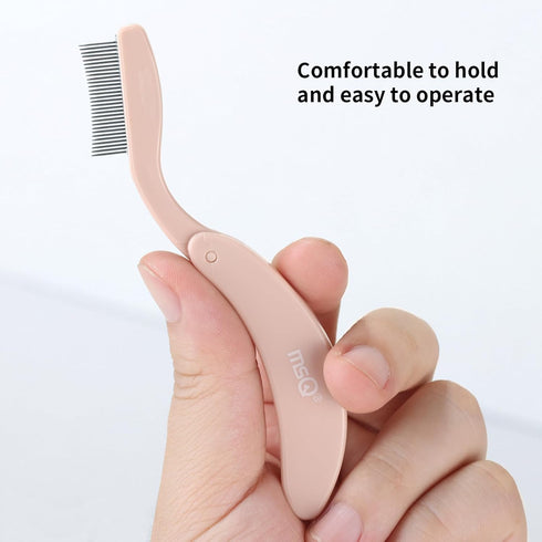 MSQ Eyelash Separator Tool, Folding Eyelash Comb Brush, Khaki Lash Comb for Eyelash Makeup