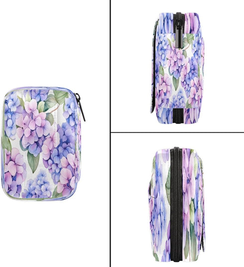 Skerhhux 7 Purple Flower Print Pill Case Travel Pill Organizer Weekly Day Portable with Zipper Medicine Box Pill Case