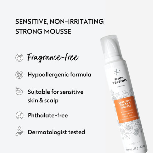 No nothing Very Sensitive Strong Hair Mousse - Volumizing, Hypoallergenic, Unscented, 6.8 oz