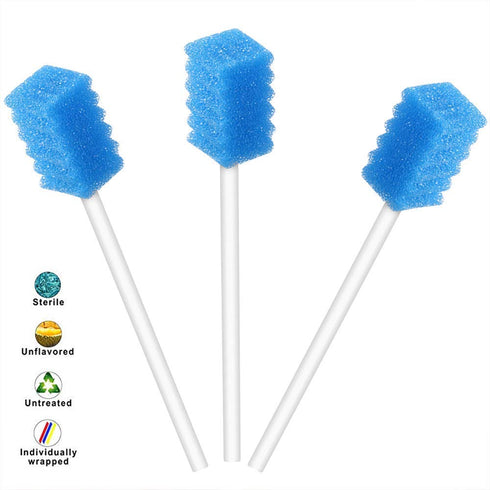 Disposable Oral Care Swabs, Tooth Cleaning Mouth Swabs, 50 Blue