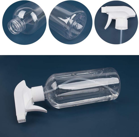 UUJOLY 17 oz Clear Plastic Spray Bottle Trigger, Refillable Container for Water, Essential Oils, Hair, 4 Pack